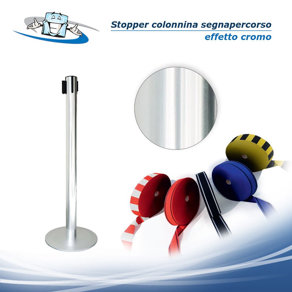 Stopper segnapercorso - Sistema guidalinee completo di tubi e nastri personalizzabili in vari colori - effetto cromo