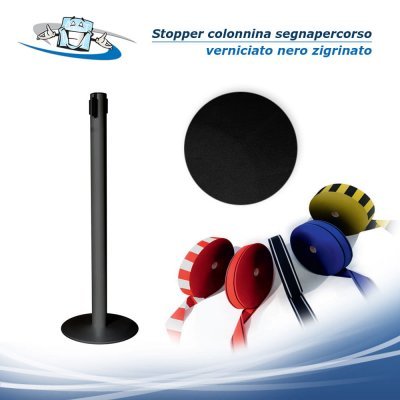 Stopper segnapercorso - Sistema guidalinee completo di tubi e nastri personalizzabili in vari colori - Verniciato nero zigrinato
