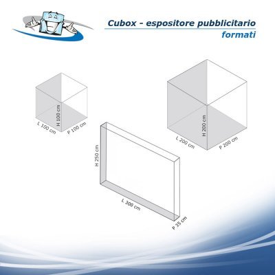 Cubox - Espositore pubblicitario a forma di cubo in 3 formati con personalizzazione inclusa