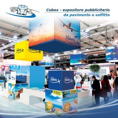 Cubox - Espositore pubblicitario a forma di cubo in 3 formati con personalizzazione inclusa