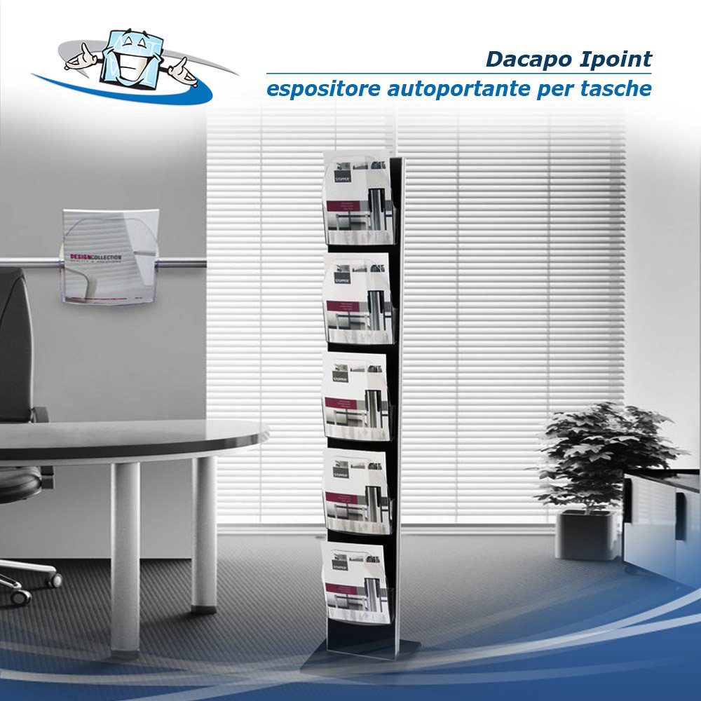 Dacapo Ipoint - Espositore porta depliant nero autoportante