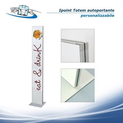 Ipoint - Totem autoportante personalizzabile monofacciale o bifacciale utilizzabile come pannello segna piani o pubblicitario