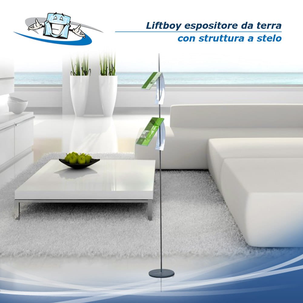 Liftboy - Struttura a stelo con tasche per l'esposizione di cataloghi e prezzi