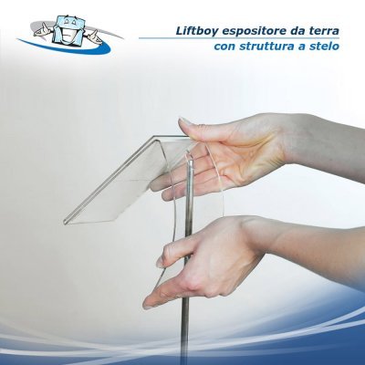 Liftboy - Struttura a stelo con tasche per l'esposizione di cataloghi e prezzi
