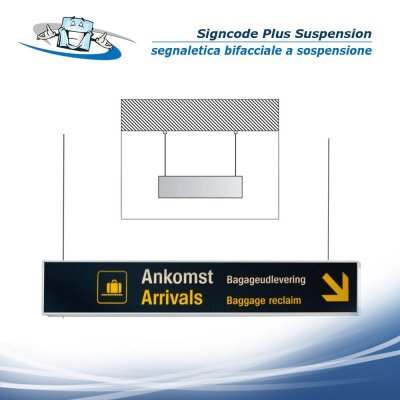 Signcode Plus Supension - Segnaletica bifacciale a sospensione in alluminio in varie misure