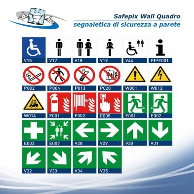 Safepix Wall Quadro - Segnaletica di sicurezza con sistema invisibile di montaggio a muro