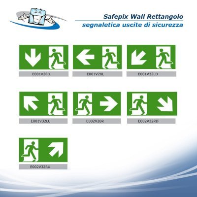Safepix Wall Rettangolo - Segnaletica di uscita di sicurezza con fissaggio invisibile a muro