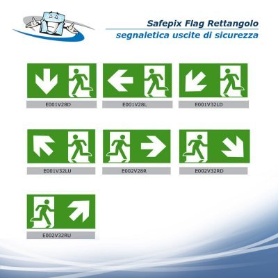 Safepix Flag Rettangolo - Segnaletica di uscita di sicurezza con fissaggio a bandiera