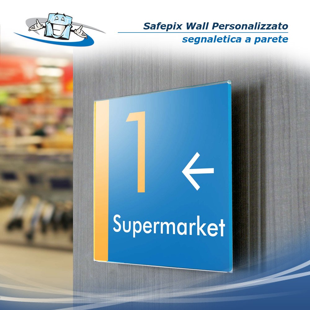 Safepix Wall neutro o personalizzato con la Tua grafica - Segnaletica a parete in 4 formati
