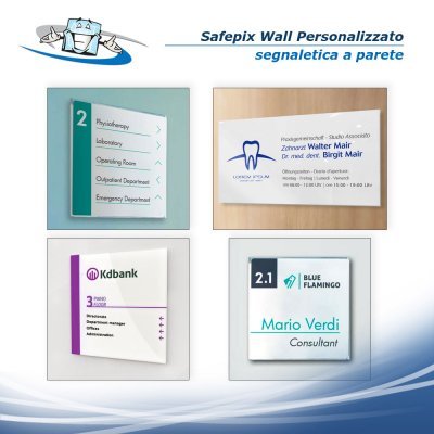 Safepix Wall neutro o personalizzato con la Tua grafica - Segnaletica a parete in 4 formati
