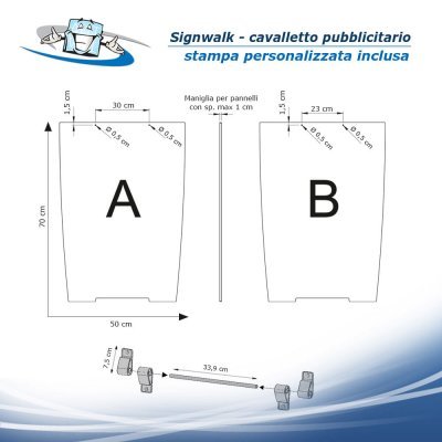 SignWalk - Cavalletto pubblicitario bifacciale con personalizzazione inclusa